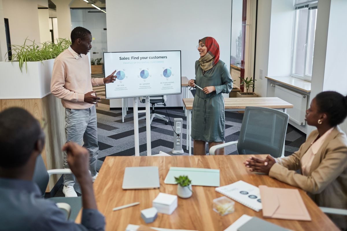 Sales team reviewing pipeline at a strategy meeting