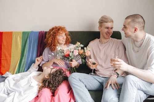 Free Friends Sitting on the Couch Stock Photo