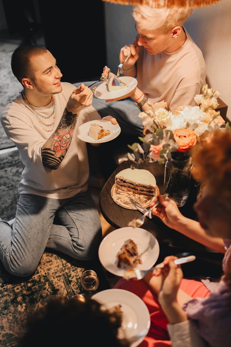 A Couple Eating Cake