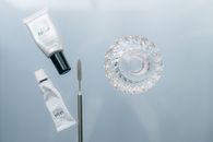 Silver Fork on Round Clear Cut Glass Plate
