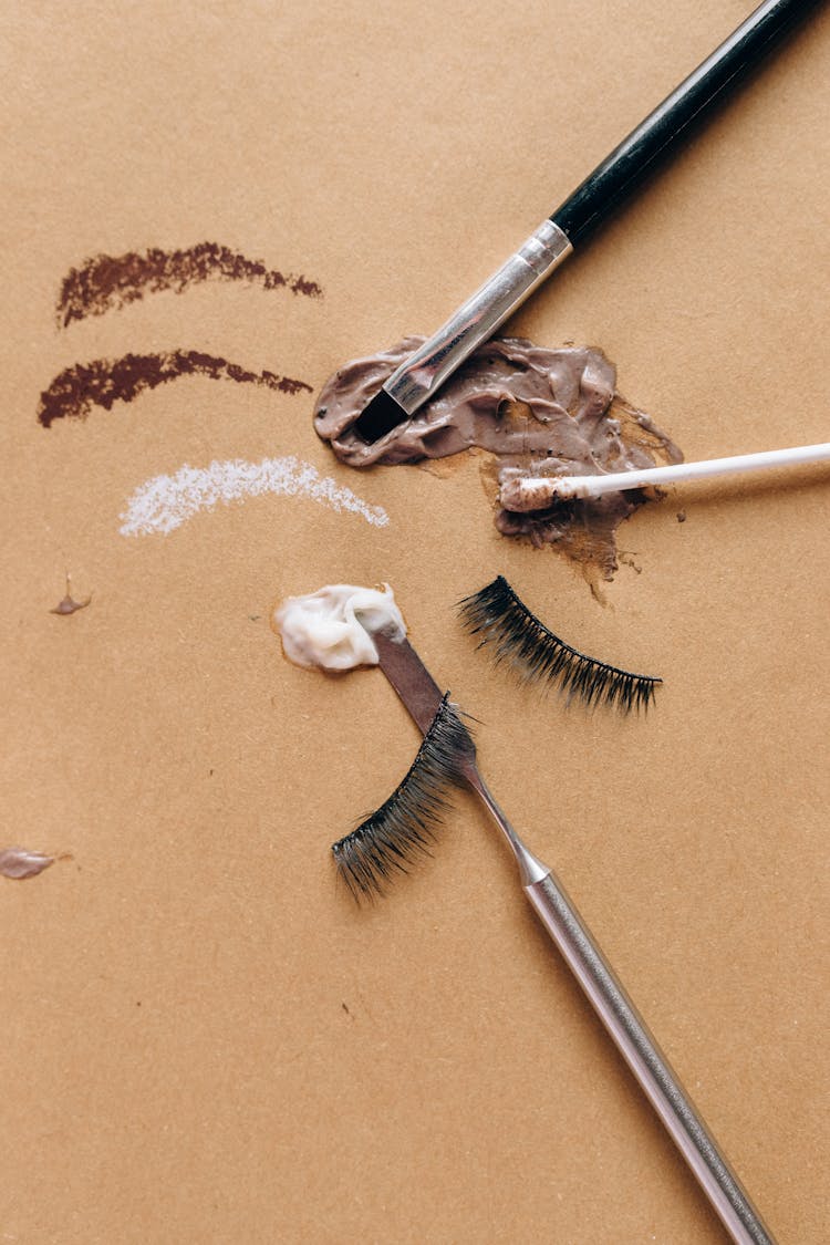 Make-up Tools On A Brown Paper