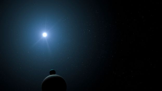 Dramatic night sky with bright celestial bodies and countless stars.