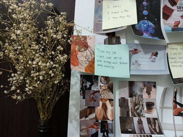 Wall of printed brand mood boards