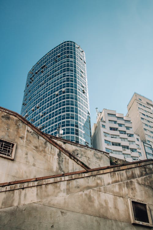 Low Angle View of a Modern Skyscraper in City 