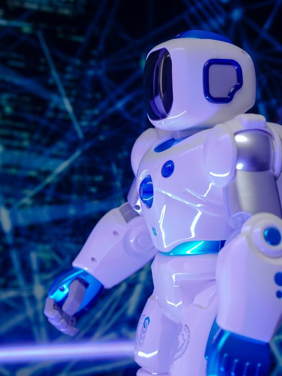 modern humanoid robot with glowing features