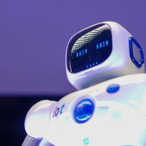 AI robot with LED display eyes