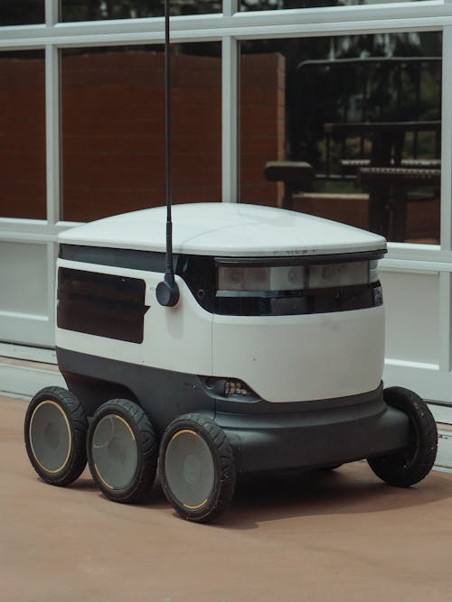 Black and White Delivery Robot