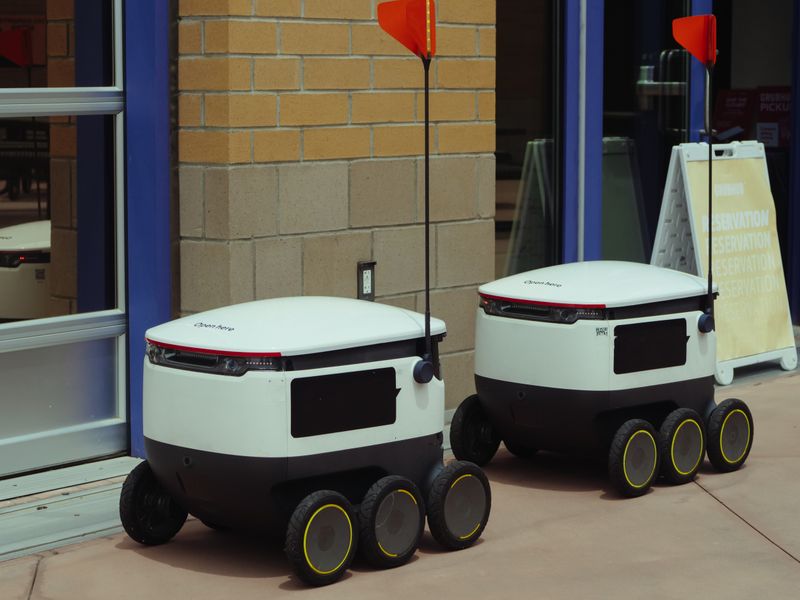 vertical farm indoor rows with robots