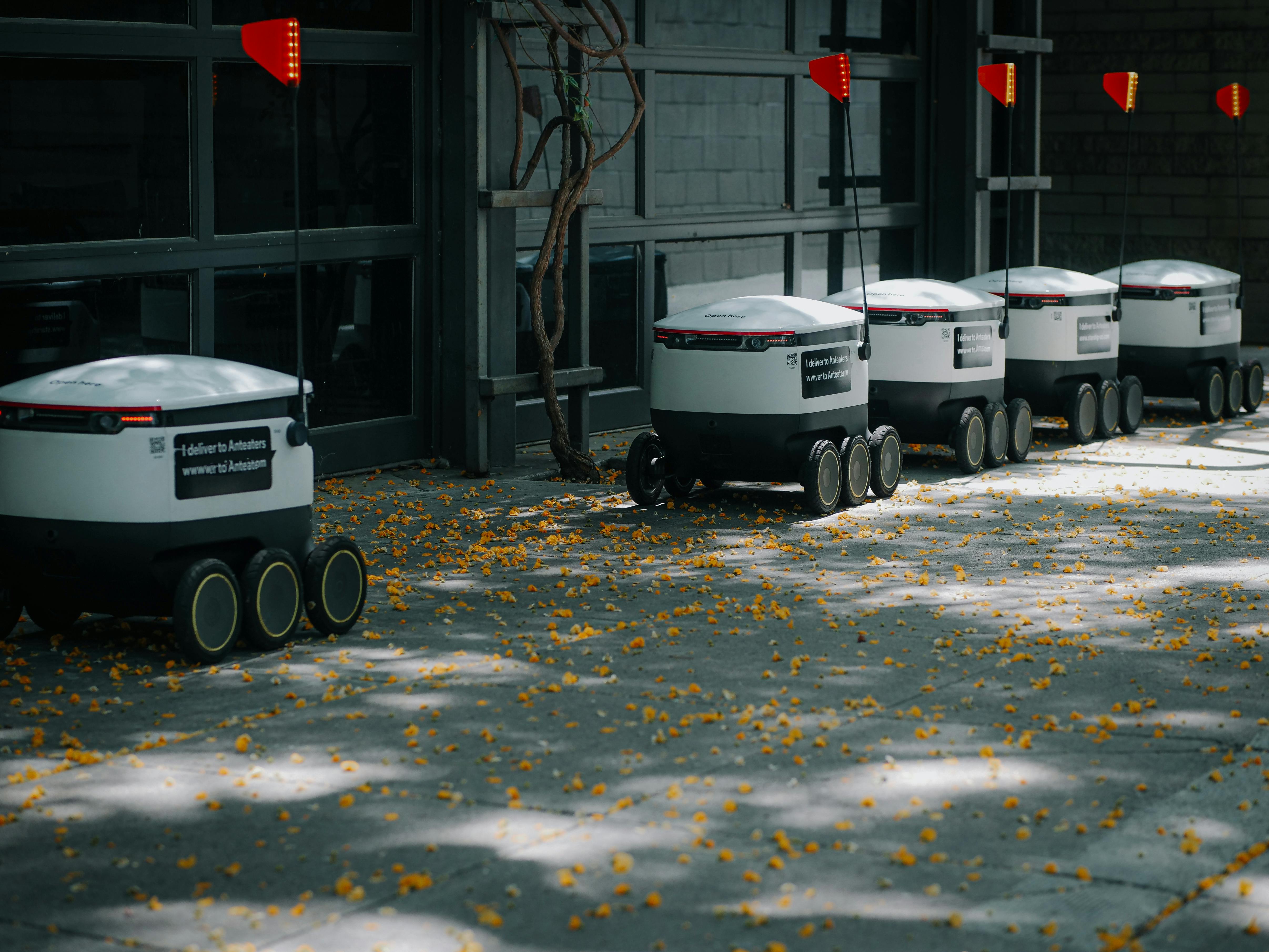 delivery robots parked on sidetreet