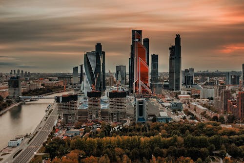 Free Cityscape of Moscow, Russia at Sunset  Stock Photo