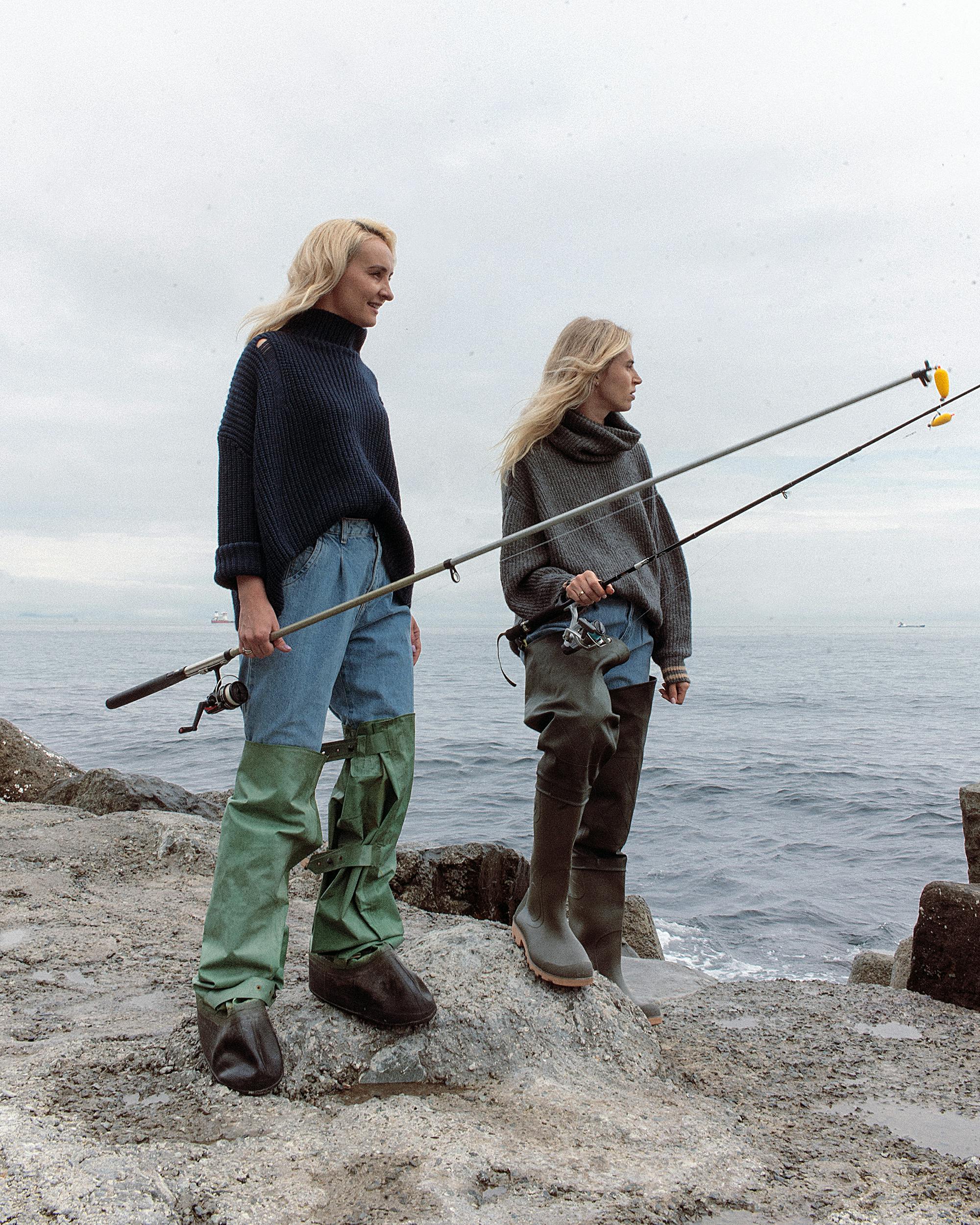 Women Wearing Rubber Boots Holding Fishing Rods · Free Stock Photo