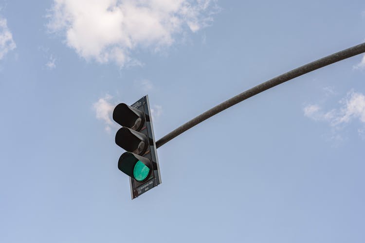 A Stoplight With Green Light Under Blue Sky