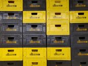 Yellow and Black Plastic Crates
