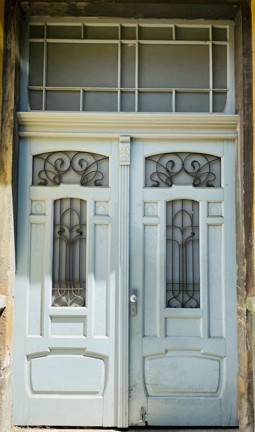 Free White Wooden Door with Steel Design Stock Photo