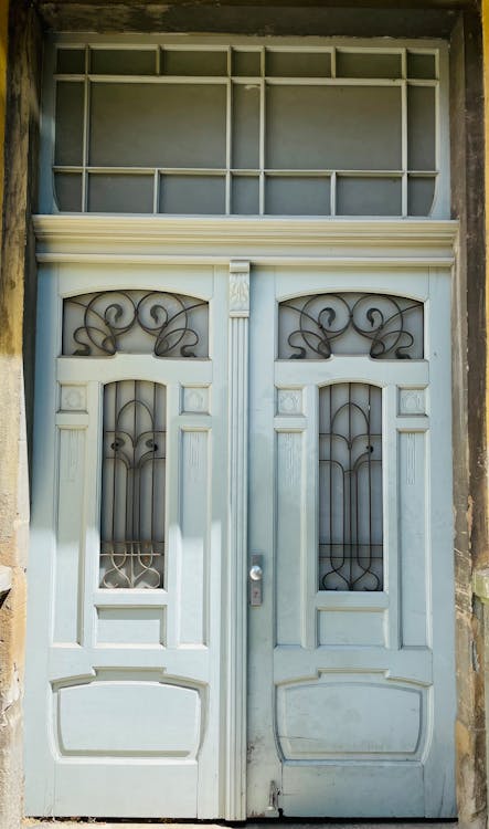 White Wooden Door with Steel Design