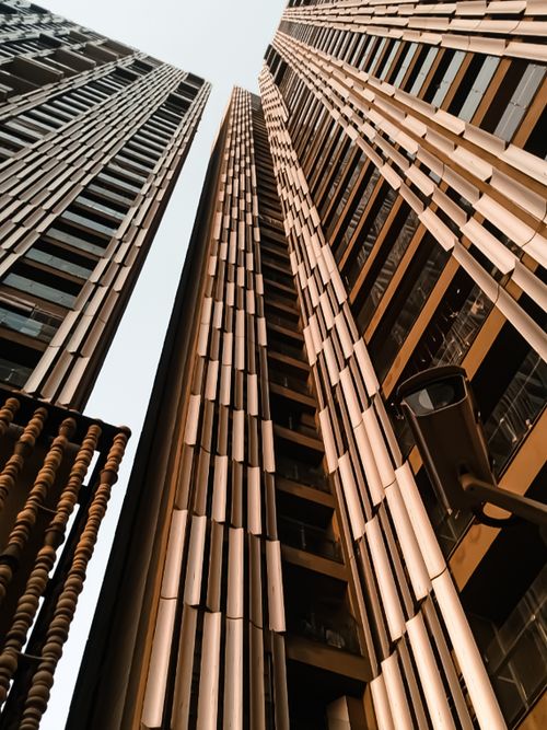 Free Dramatic low angle view of contemporary skyscrapers in Mumbai's urban landscape. Stock Photo