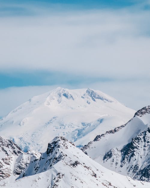 Snow Covered Mountain Under Cloudy Sky