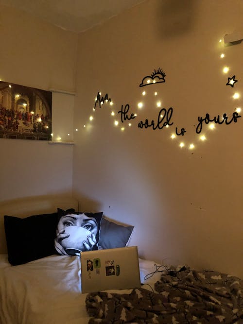 Photo of a Room with Light Decorations