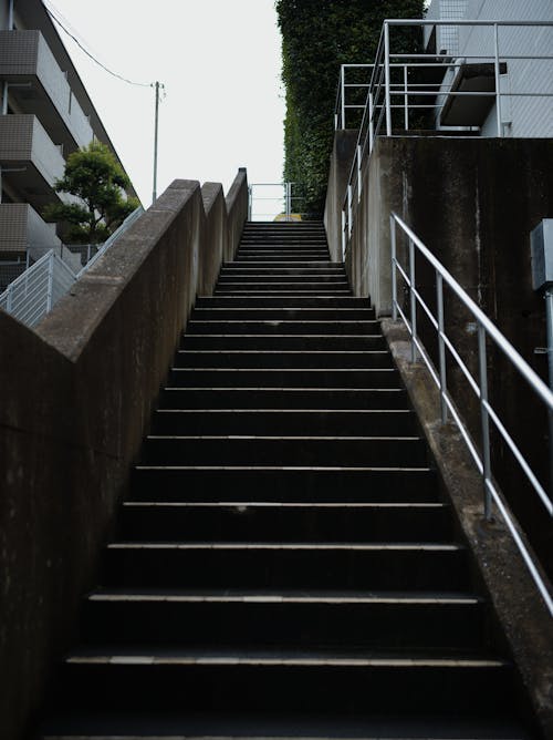 Low Angle Photography of a Concrete Staircase