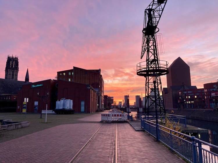 Photo Of The Inner Harbor With Warehouses And Museum In Duisburg, Germany