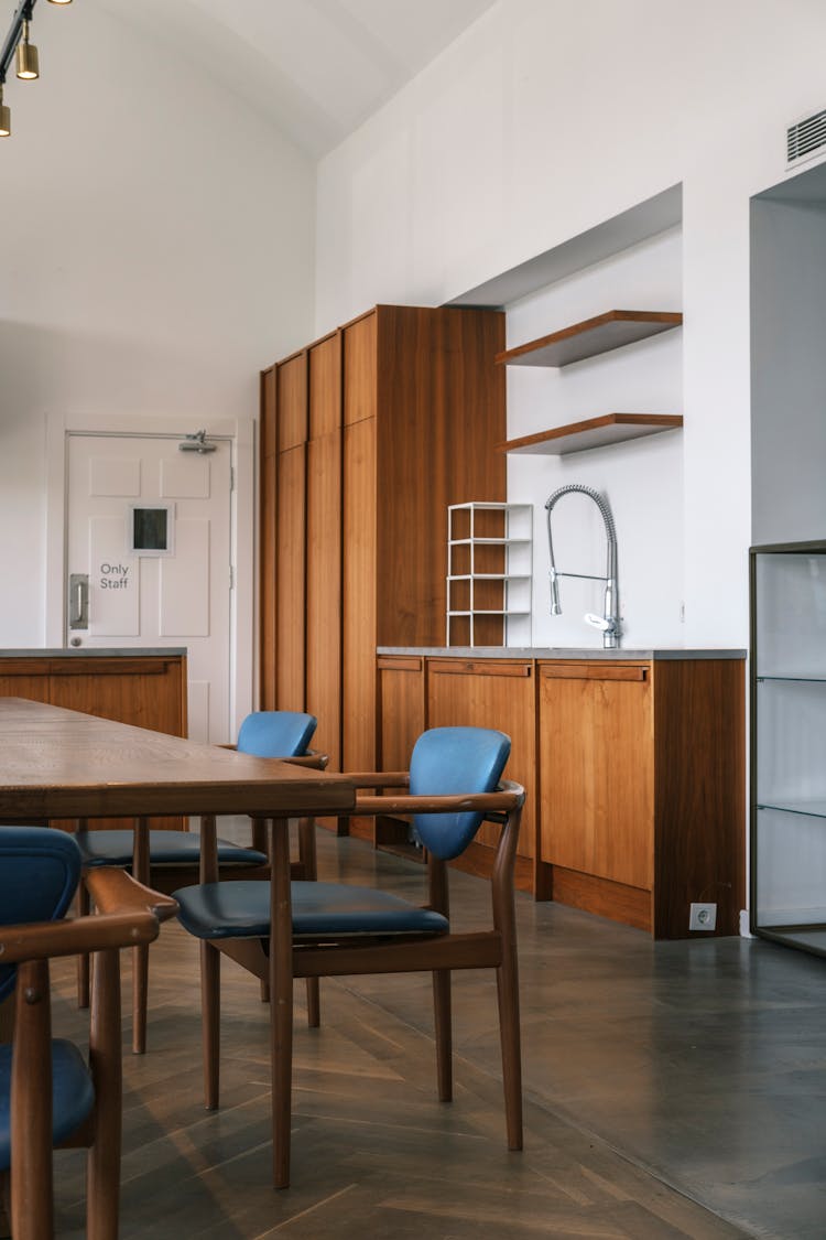 Kitchen With Brown Wooden Cabinets 