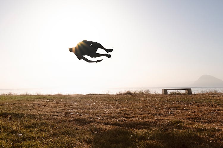 Person Doing Parkour Stunt 