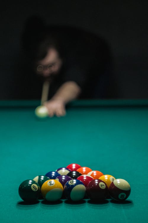 Free Person Making A Break Shot In Billiards Stock Photo
