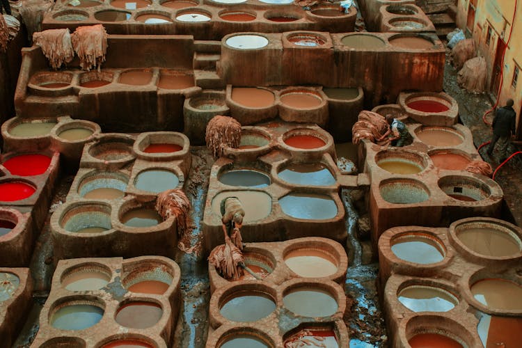 Aerial View Of The Colorful Leather Tanneries Of Fez, Morocco