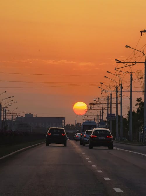 Cars on the Road during Sunset