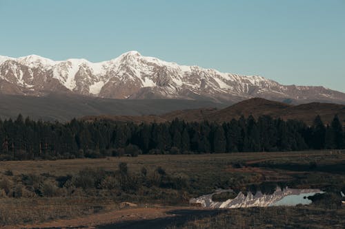 Gratis stockfoto met blauwe lucht, landschap, met sneeuw bedekte bergen