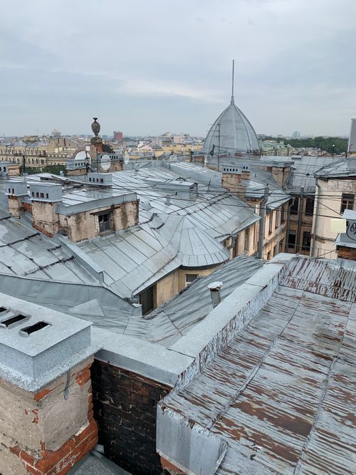 Free High-angle view of iconic rooftops in St. Petersburg, showcasing classic architecture. Stock Photo