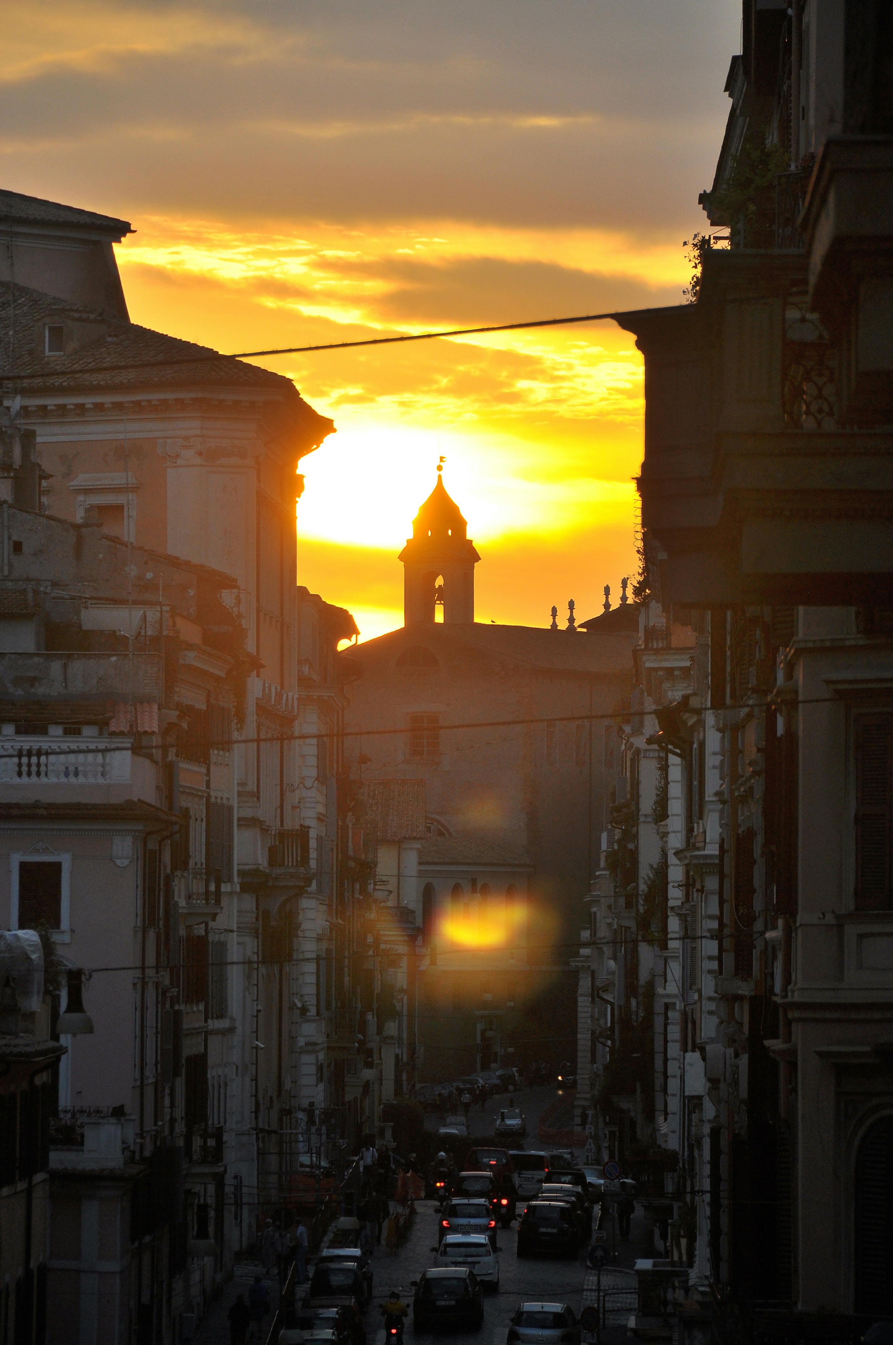 Free stock photo of church, golden sunset, street