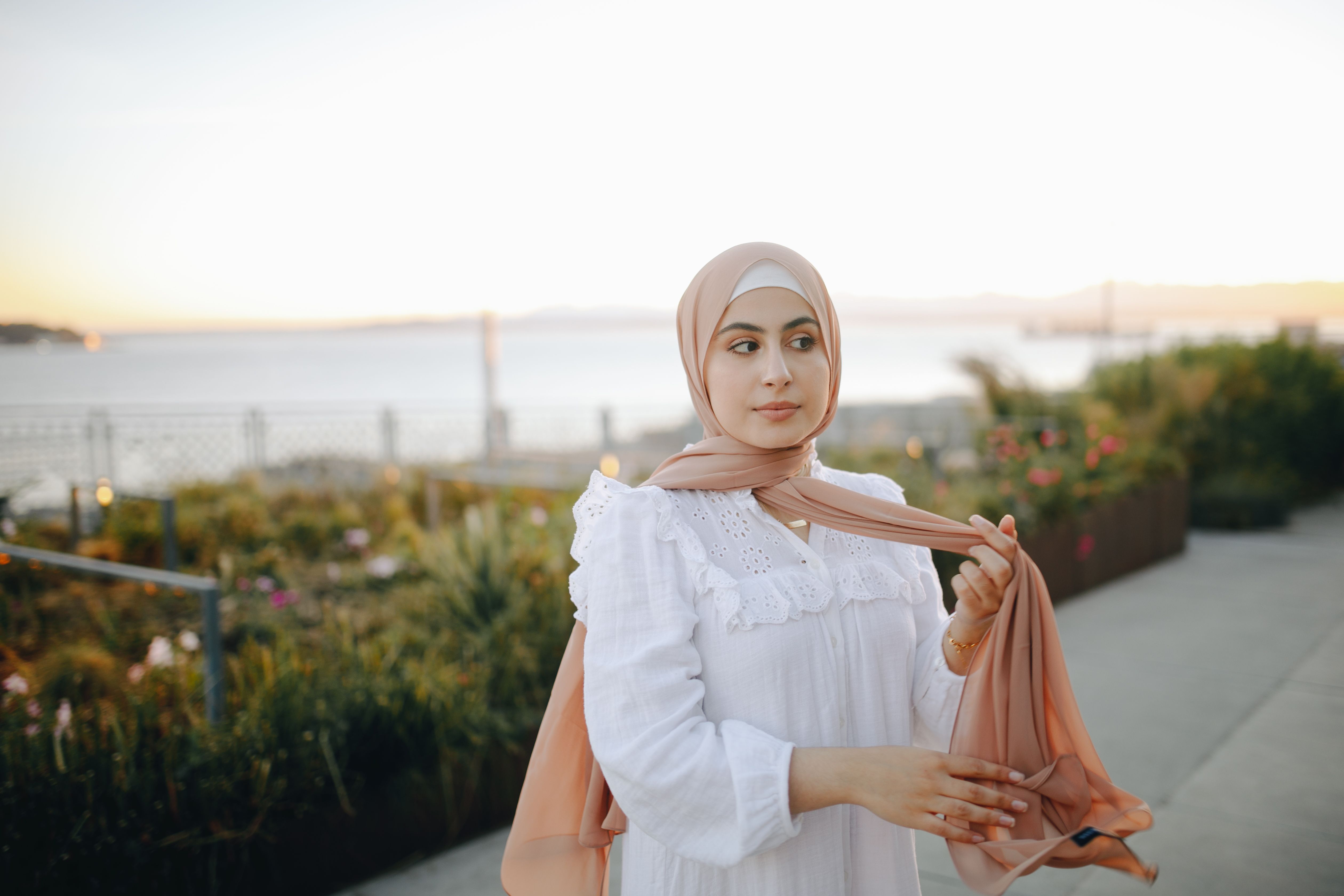 Woman in White Dress and Brown Hijab · Free Stock Photo