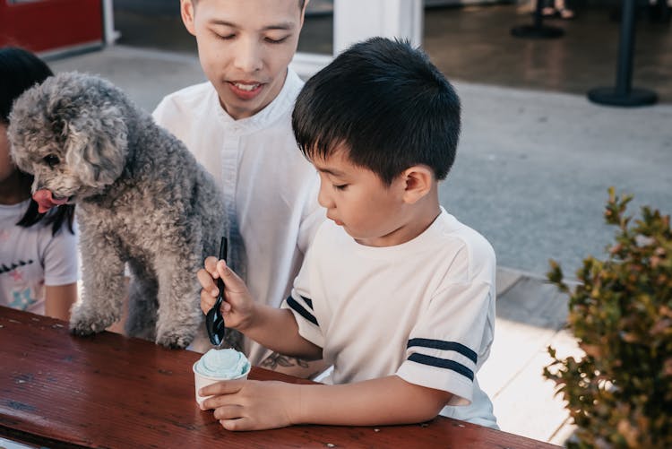 Dad And Son Eating Ice Cream