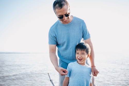 Free Father and Son Looking Happy  Stock Photo