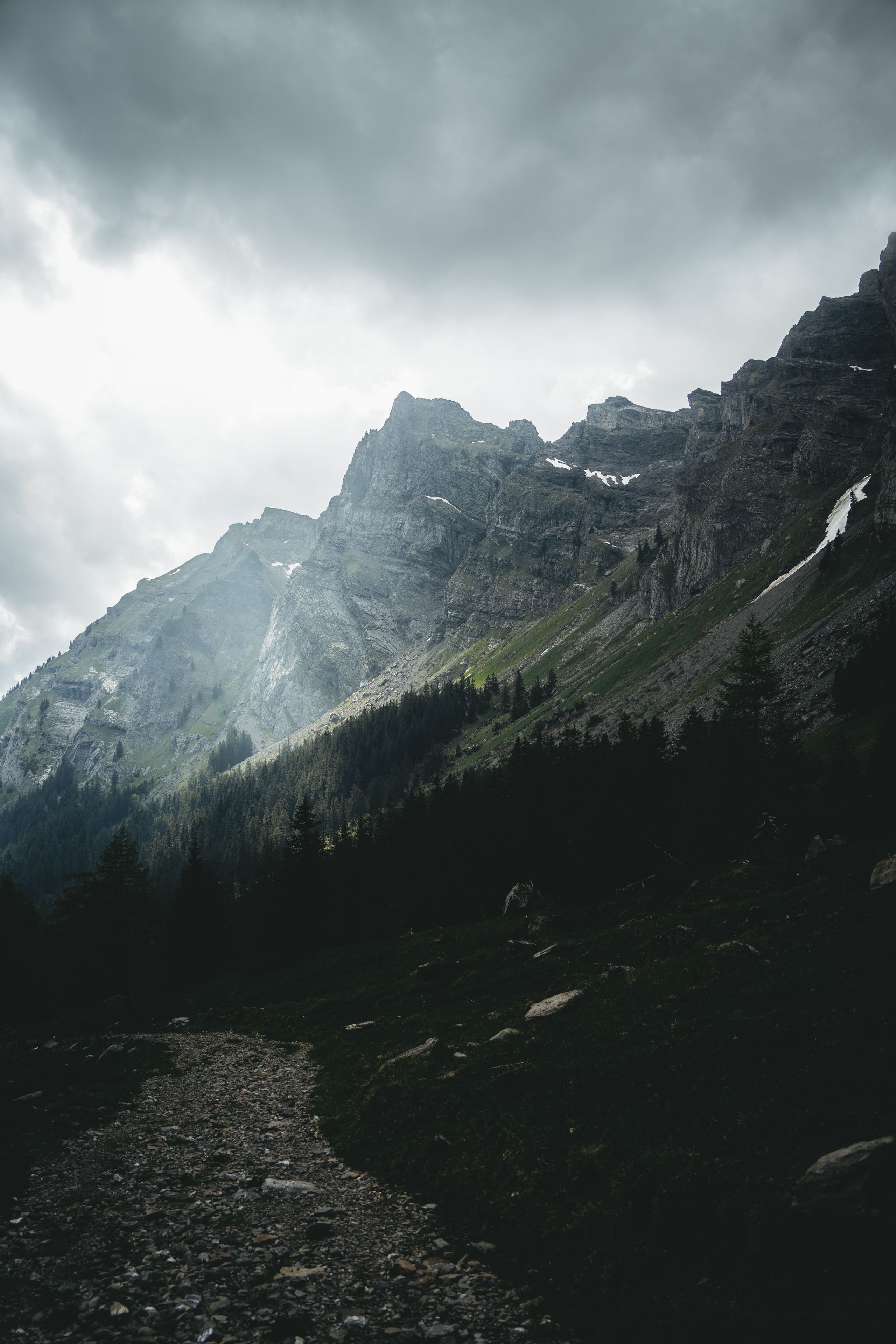 Moody mountain landscape in