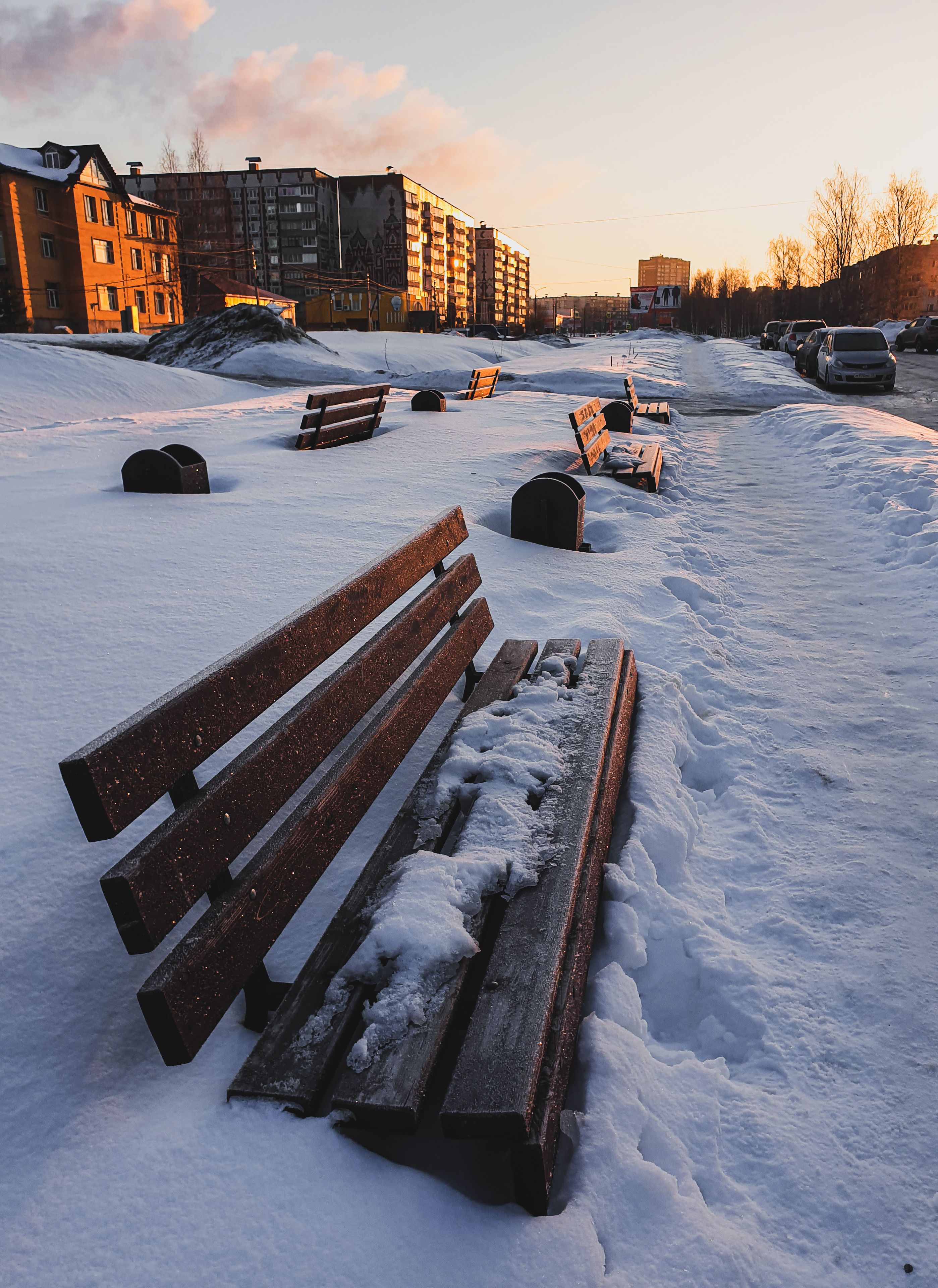Brown Wooden Bench Covered With Snow · Free Stock Photo