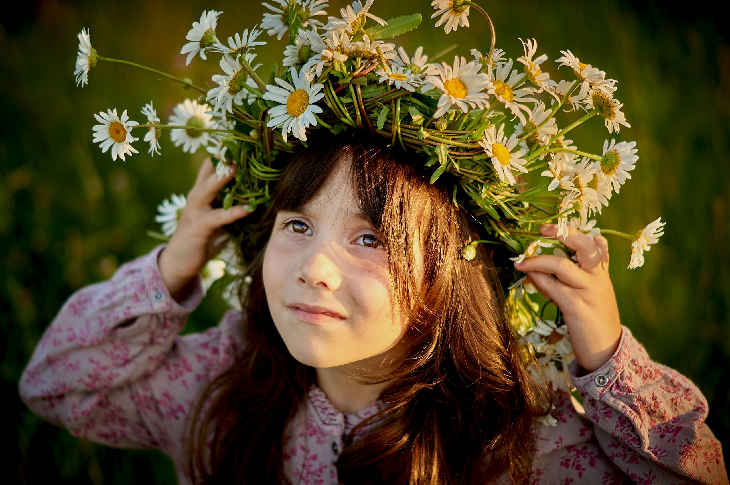 girl in chamomile wreath
