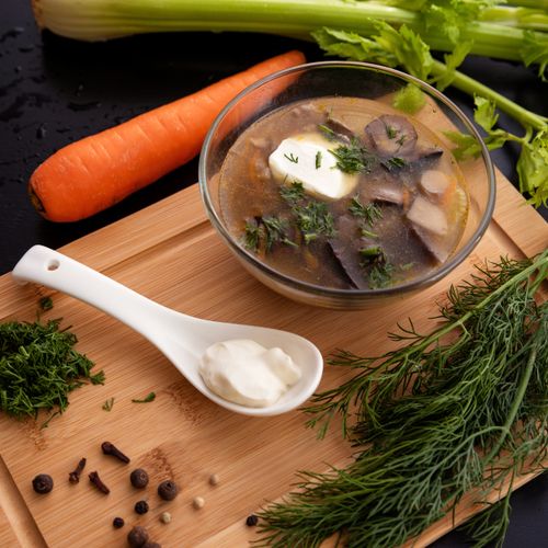 Bowl of hot broth soup, photo by Helena Monx on Pexels