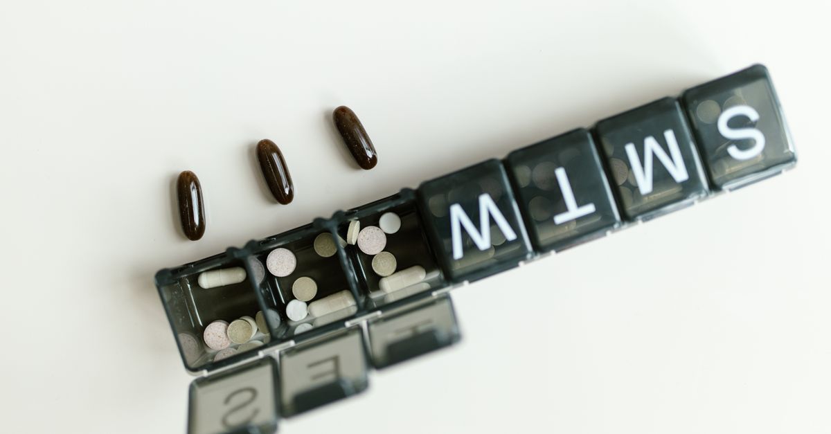 Top view of a pill organizer