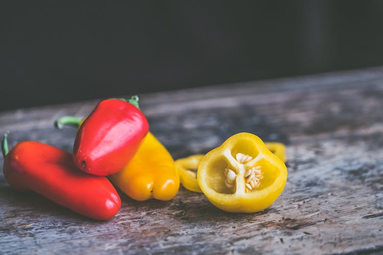 Bell Peppers On Gray Table