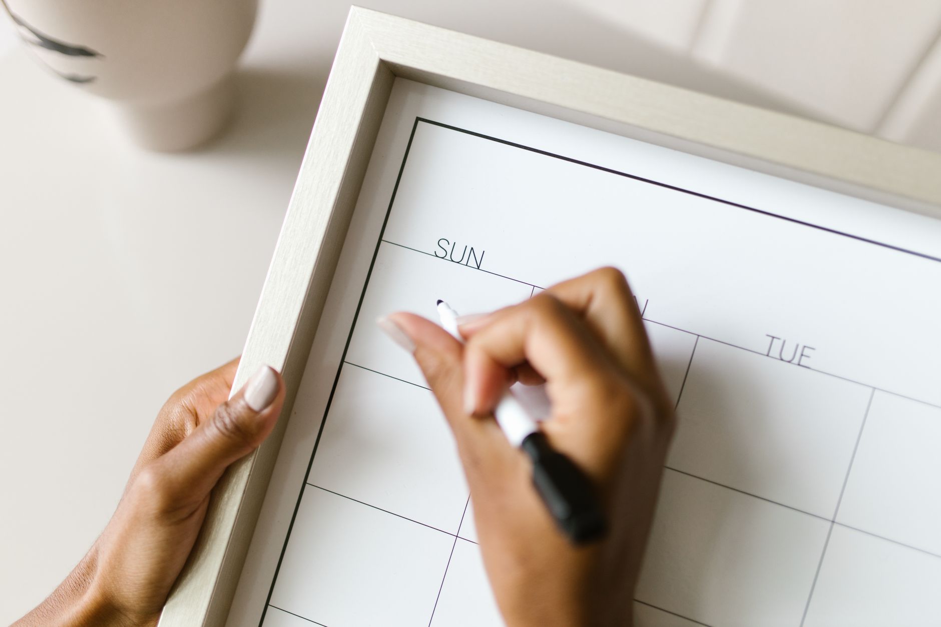 A calendar app showing blocked out study and work shifts