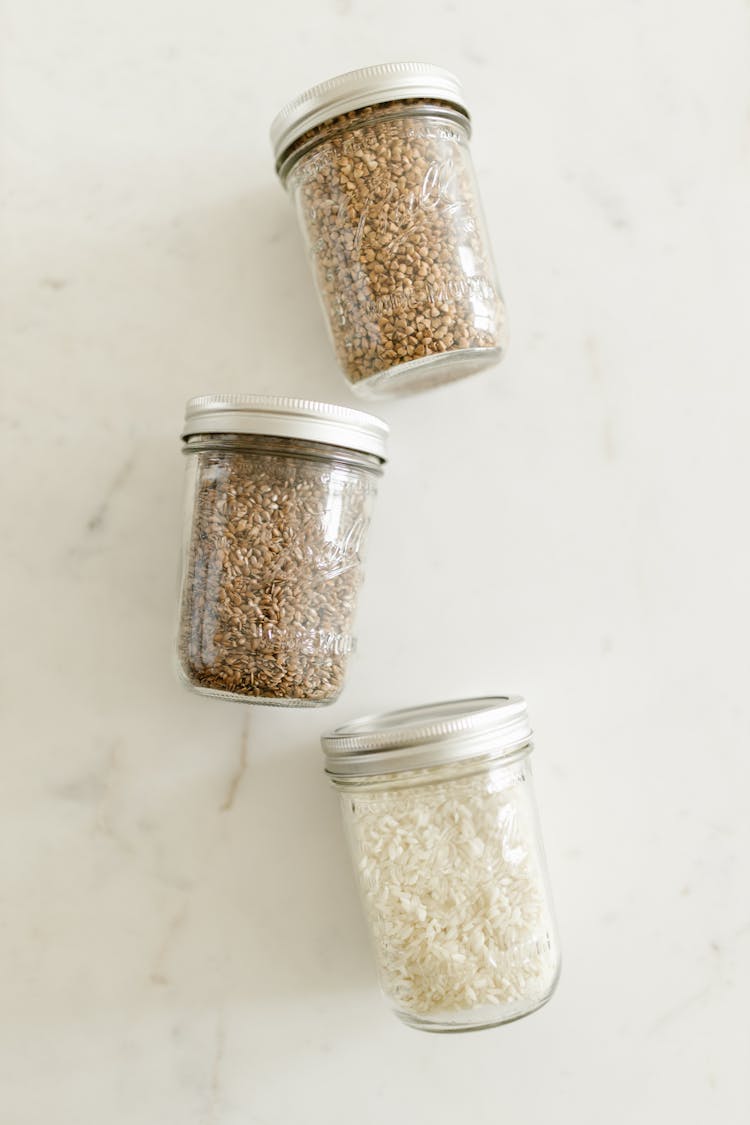 Dry Goods On Glass Jars 