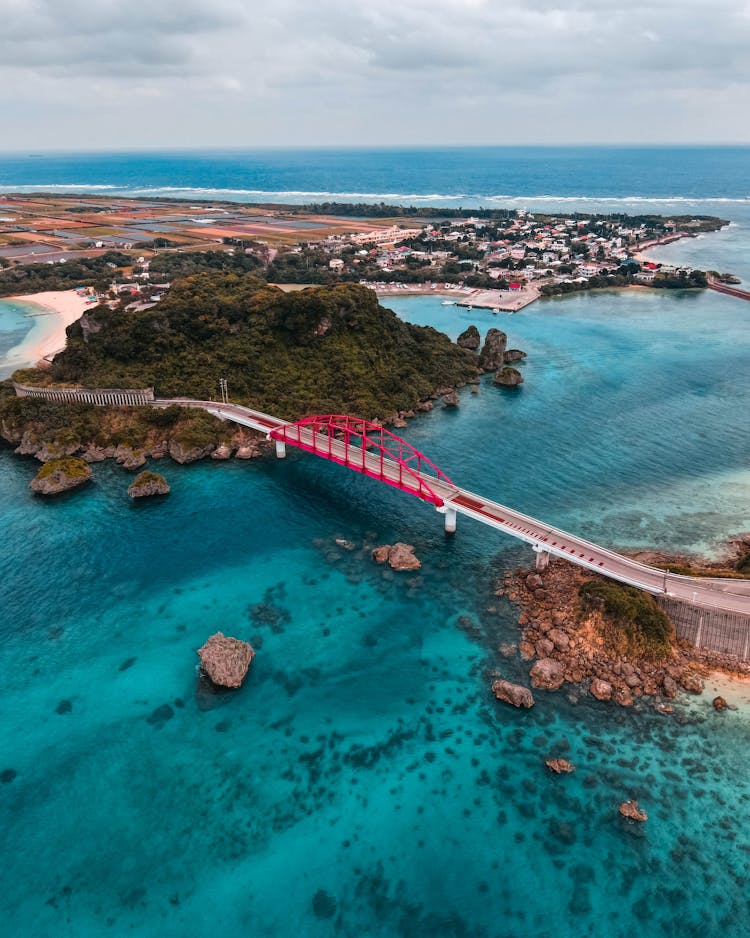 Aerial Photography Of Ikei Bridge In Japan