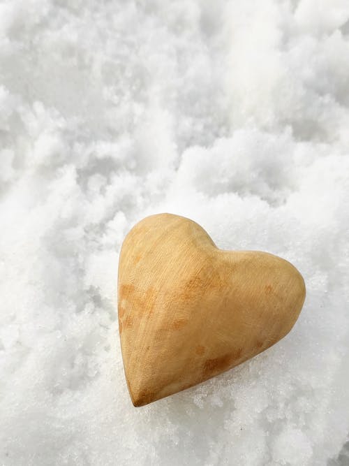 Wooden Heart in the Snow