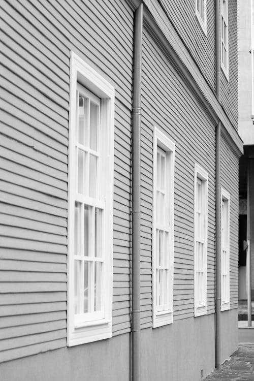 Grayscale Photo of a House