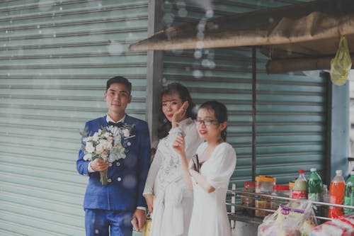 Photos gratuites de amour, Asiatique, bouquet de mariée