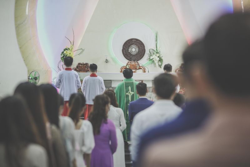Catholic community at mass