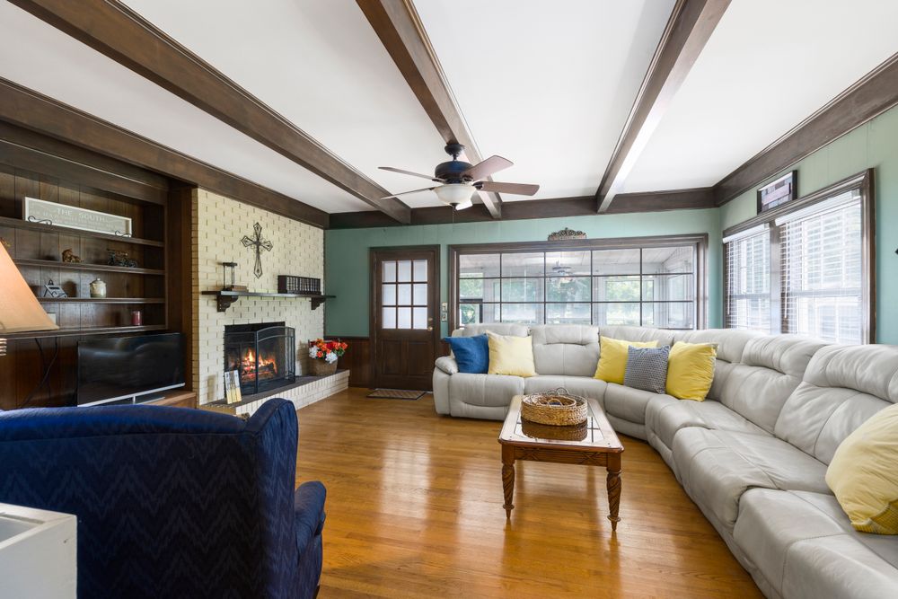 Warm, staged living room prepared for a Dexter home listing
