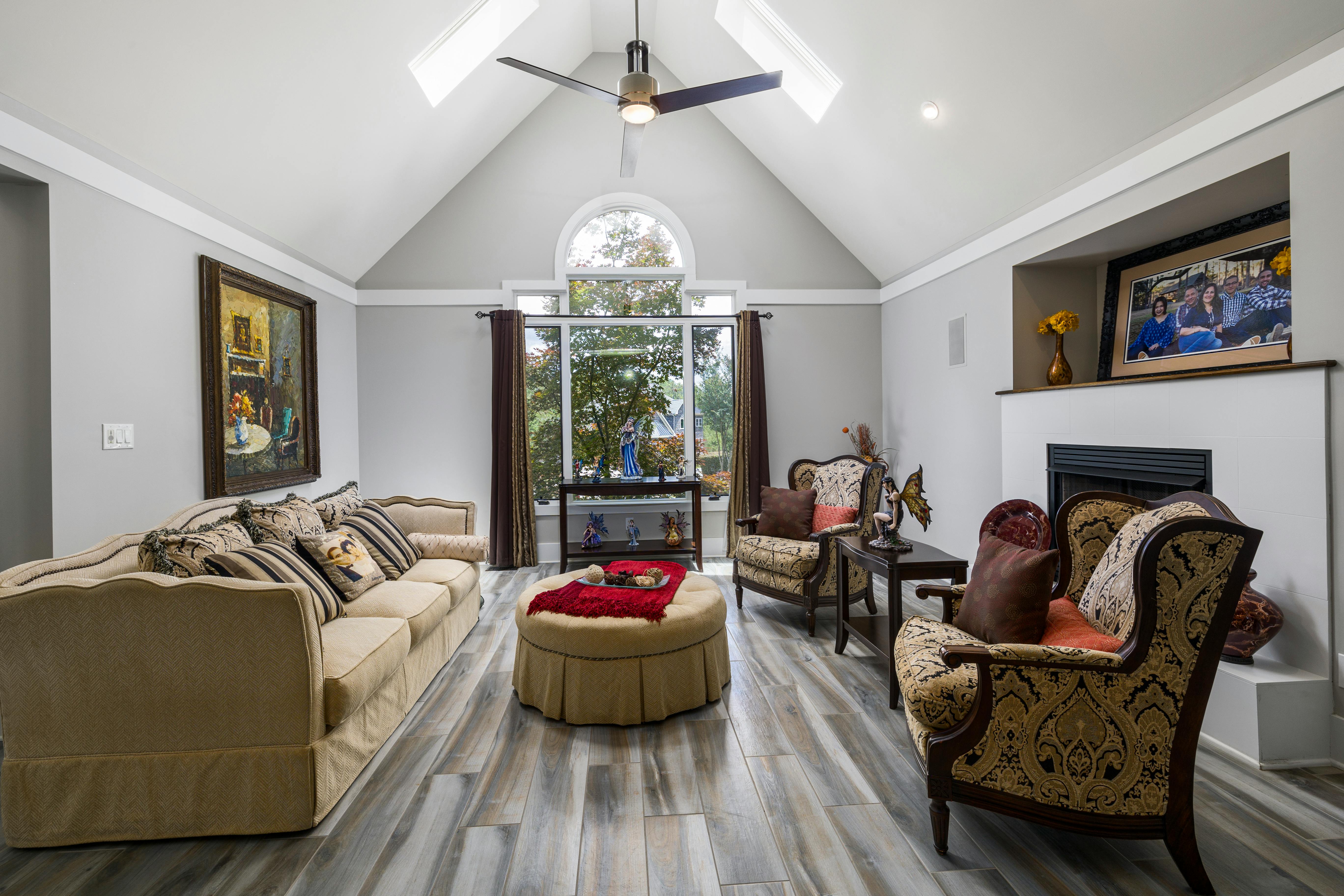 interior design of living room with traditional upholstered furniture